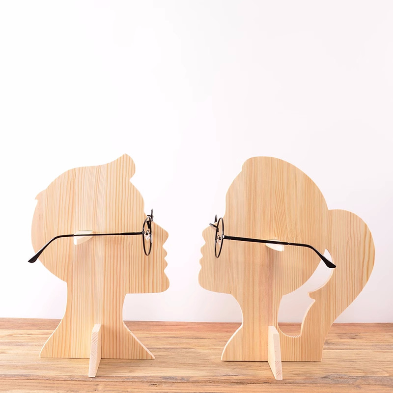 Wooden Human-Shaped Glasses Frame - Desktop Eyewear Display
