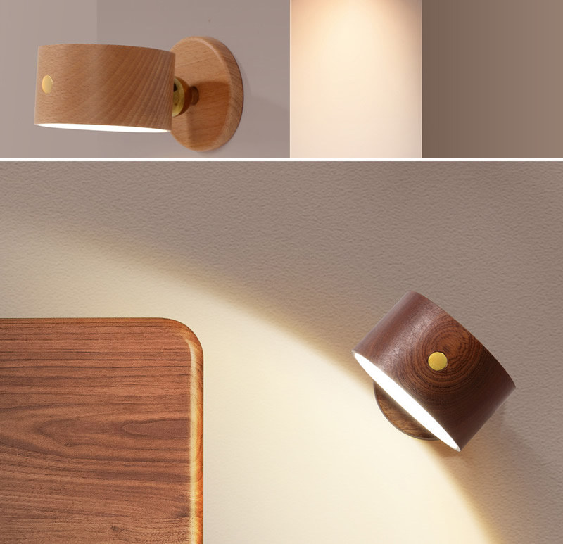 Wooden Led Wall Lamp,Creative Bedroom Decorative Lights