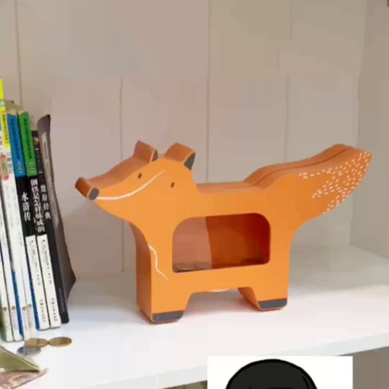 Wooden Orange Little Fox Piggy Bank, Good Idea For Children Holiday Gift