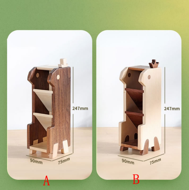 Wooden Pen Holder, Creative Desk Multi-Grid Organize Storage