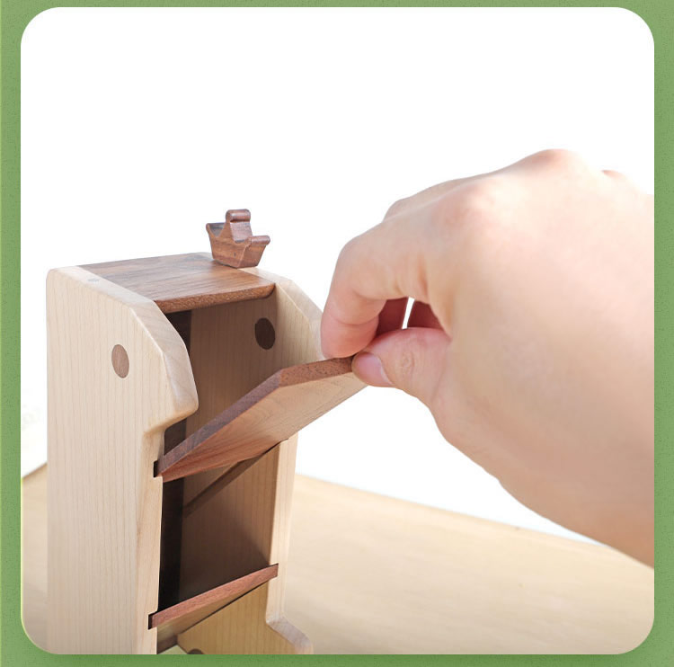 Wooden Pen Holder, Creative Desk Multi-Grid Organize Storage