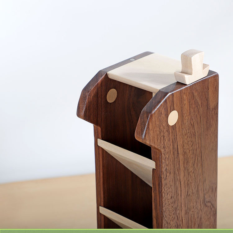 Wooden Pen Holder, Creative Desk Multi-Grid Organize Storage