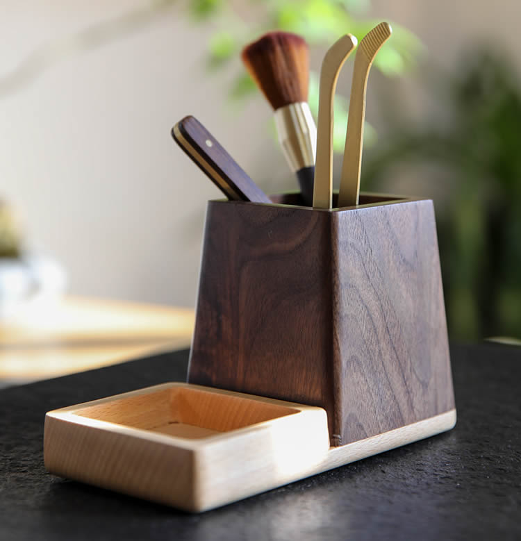 Wooden Pen Holder, Office Study Stationery Storage