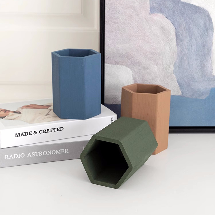 Wooden Polygon Pen Holder And Storage Box