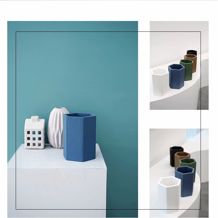 Wooden Polygon Pen Holder And Storage Box