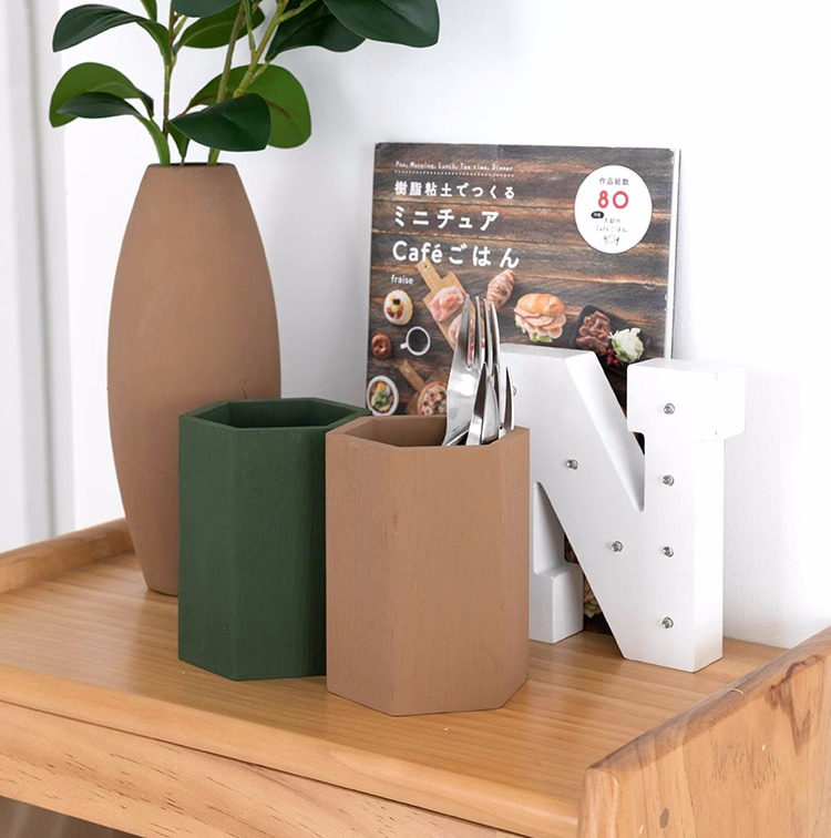 Wooden Polygon Pen Holder And Storage Box