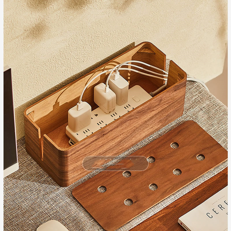 Wooden Power Socket Organizer With Heat Vents
