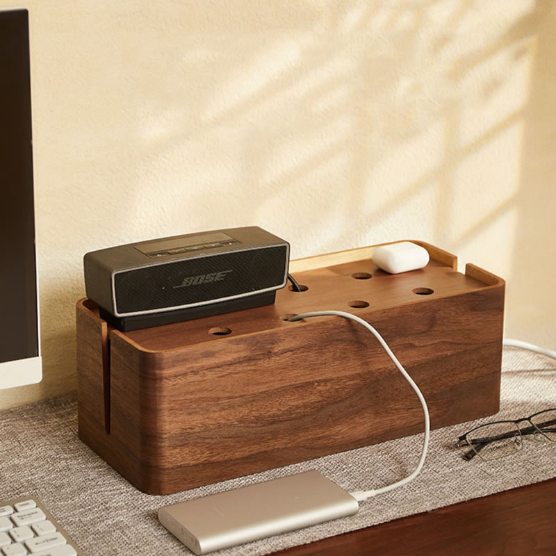 Wooden Power Socket Organizer With Heat Vents