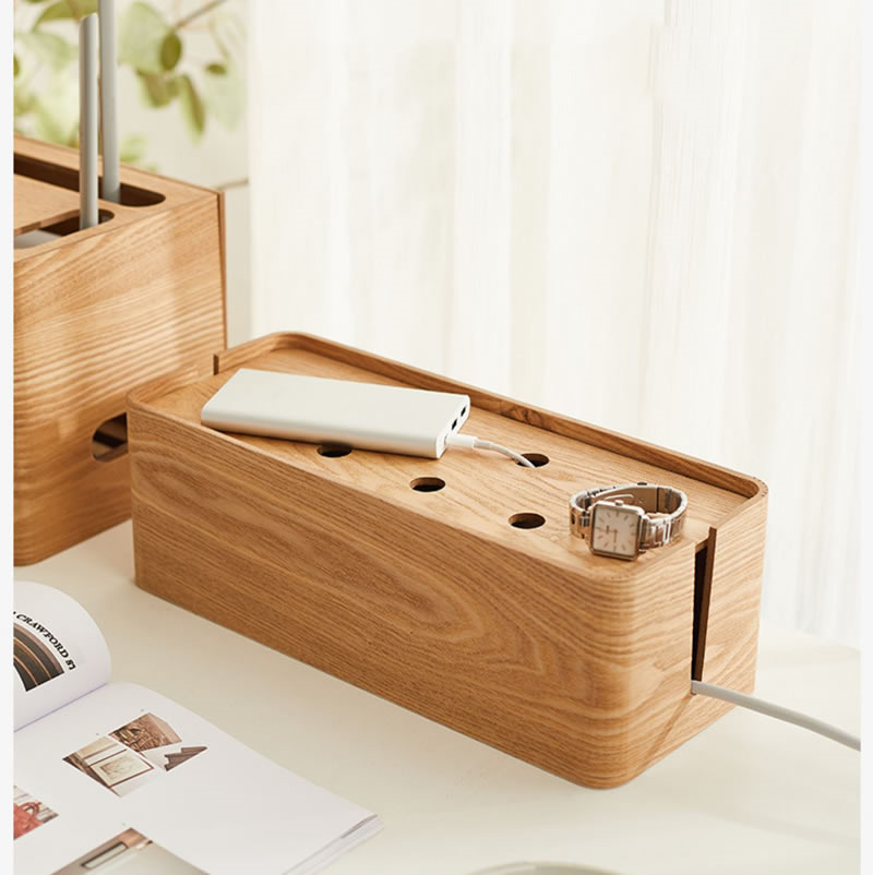 Wooden Power Socket Organizer With Heat Vents