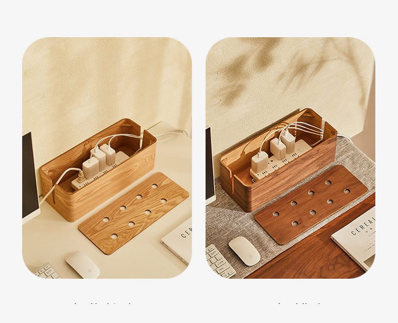 Wooden Power Socket Organizer With Heat Vents