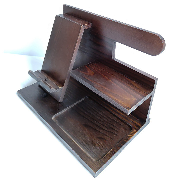 Wooden Storage Holder Phone Watch Glasses Organized