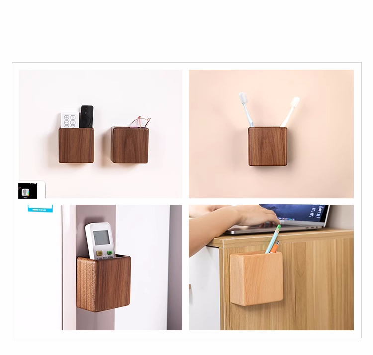 Wooden Wall-Mounted Storage Box - Remote Control And Phone Organizer