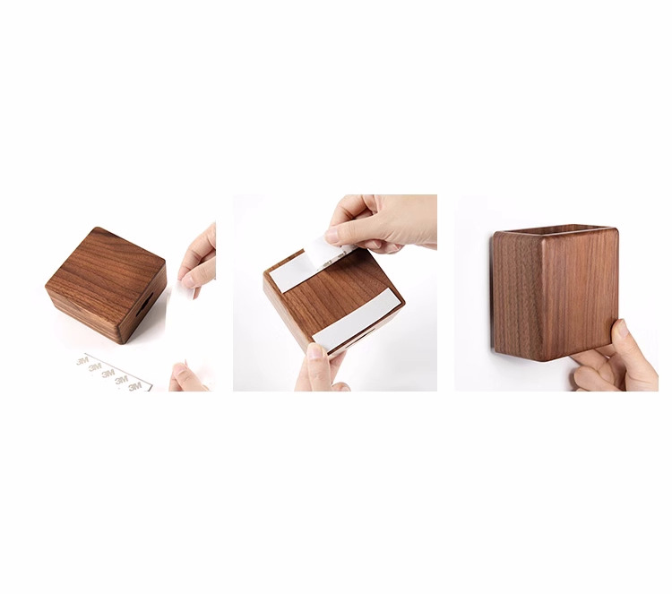 Wooden Wall-Mounted Storage Box - Remote Control And Phone Organizer