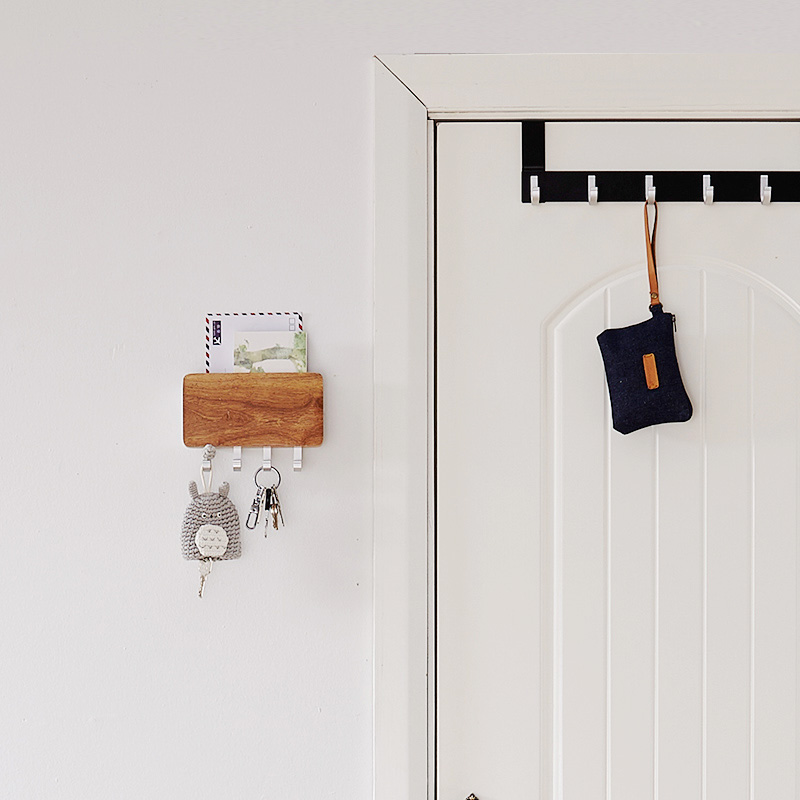 Wooden Wall-Mounted Storage Box With Hook
