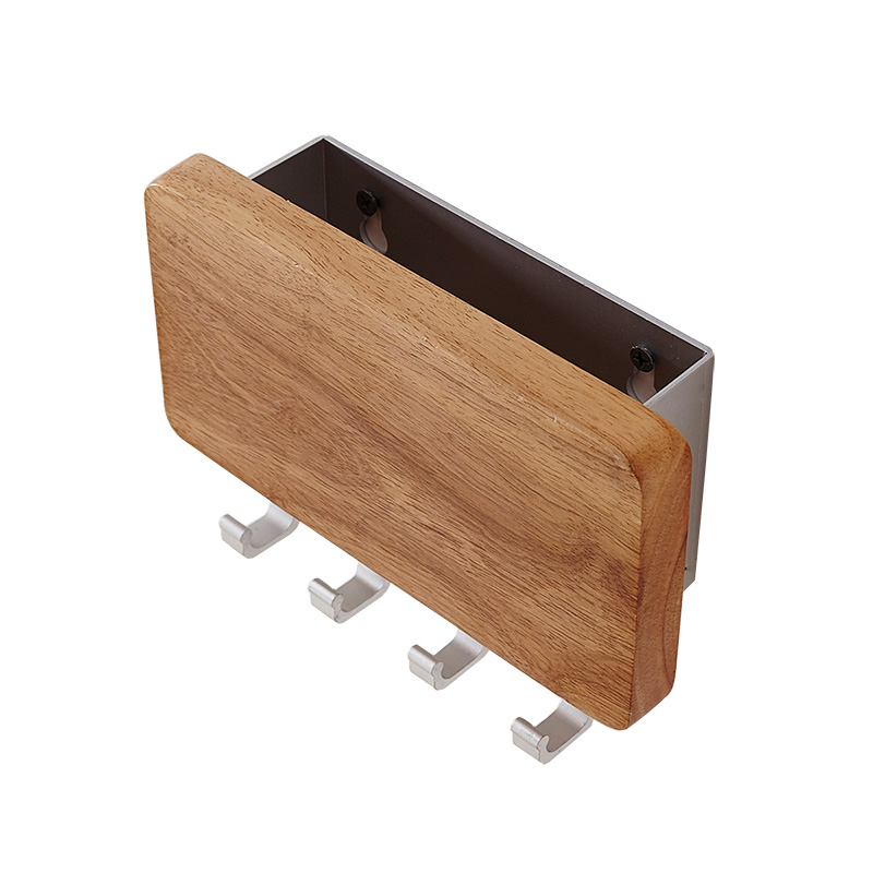 Wooden Wall-Mounted Storage Box With Hook